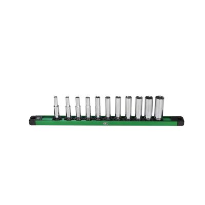 SKTSK01344 image(0) - S K Hand Tools 1/4" Drive, 11 Piece, 6 Point, Deep, SAE Chrome Socket Set.  Packaged on a Rail.