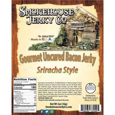 THS370295 image(0) - Tender Heifer Snack Co. Sriracha Style Gourmet Uncured Bacon Jerky - 2 Ounce