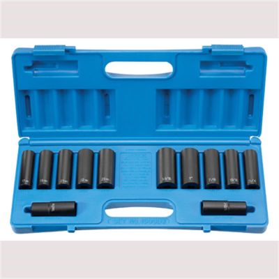 GRE1500DW image(0) - Grey Pneumatic 1/2" Drive 12 Piece Extra-Thin Wall Set