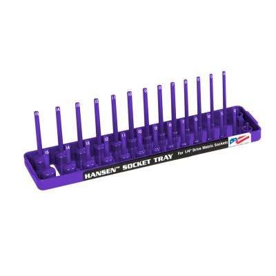 HNE1408 image(0) - Hansen Global 1/4 Inch Metric 2 Row Regular/Deep Socket Holder Tray - Purple