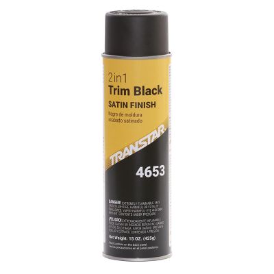 TRP4653 image(0) - Transtar Autobody Products 4653 2-in-1 Trim Paint Aerosol Can - 16 oz Net Weight - Satin Black