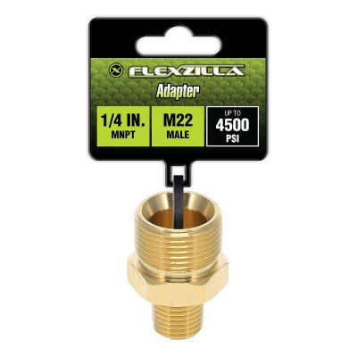 LEGPW3003 image(0) - Flexzilla Adapter, 1/4" MNPT x M22 Male, Brass