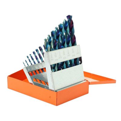 KNK15KK15 image(0) - KnKut 15 Piece Steel Blue Jobber Length Drill Bit Set 1/16" - 1/2" by 32nds