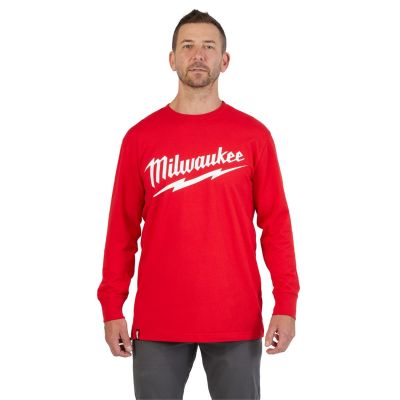 MLW608R-M image(0) - Milwaukee Tool Heavy Duty T-Shirt - Long Sleeve Logo Red M