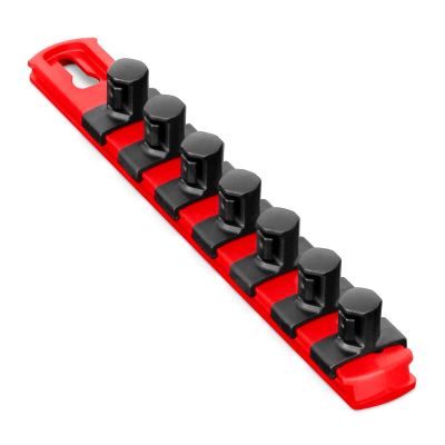 ERN8412M image(0) - Ernst Mfg. 8&rdquo; Magnetic Socket Organizer with 7 Socket Clips - Red - 1/2&rdquo;