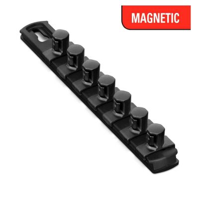 ERN8428M image(0) - Ernst Mfg. 8 Inch Magnetic Socket Organizer with 7 Socket Clips - 1/2 Inch - Black