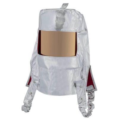 OBRHR-PB-8AFR image(0) - Oberon Hood with Ratcheting Adjustable Headgear - Heat Reflective - Aluminized PBI/Kevlar - Window: Green Gold
