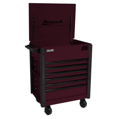 HOMBC06035247 image(0) - Homak Manufacturing 35 in. Pro Series 7-Drawer Service Cart, Black Cherry