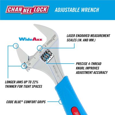 CHA812WCB image(1) - Channellock 812WCB 12 Inch CODE BLUE Adjustable Wrench