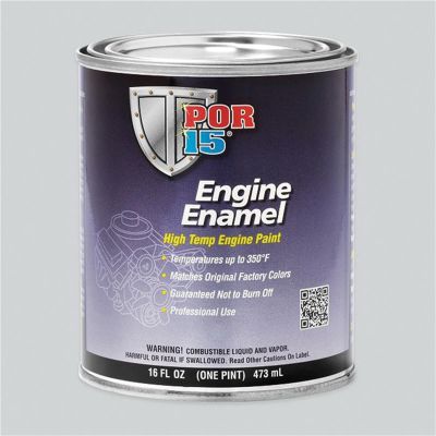 POI42038 image(0) - POR-15 INC 42038 High Temperature Engine Enamel Paint, 1 pt Can, Gloss Black, Liquid, 30 to 60 min Curing