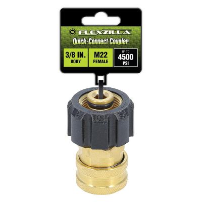 LEGPW3480 image(0) - Flexzilla Quick-Connect Coupler, 3/8" Body x M22 Female, Brass