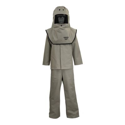 OBRFRTC4B-2XL image(0) - OBERON Suit Kit - Arc Flash - 40 Cal CAT  - Comes with Hood, Coat and Bib Coveralls - Color: Khaki - Size: 2XL