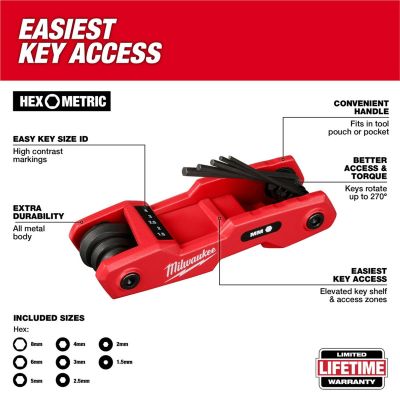 MLW48-22-2182 image(1) - Milwaukee Tool 8-Key Folding Hex Key Set - Metric