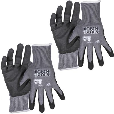 KLE60585 image(0) - Klein Tools Knit Dipped Gloves, Cut Level A2, Touchscreen, Large, 2-Pair