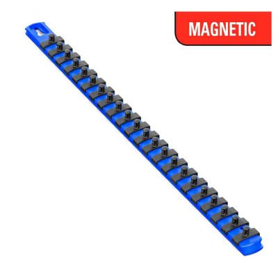 ERN8403M image(0) - Ernst Mfg. 18 Inch Magnetic Socket Organizer with 22 Twist Lock Clips - 1/4 Inch - Blue