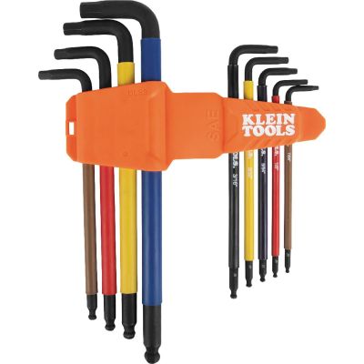 KLEBLS9 image(0) - Klein Tools Color-Coded Extra-Long L Style Hex Key Caddy Set, SAE, 9-Piece