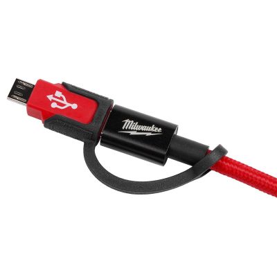 MLW48-59-1209 image(1) - Milwaukee Tool 3 Foot USB-C and 2.1A Wall Charger with Micro USB Adaptor