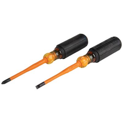 KLE33736INS image(0) - Klein Tools Screwdriver Set, 1000V Slim-Tip Insulated and Magnetizer, 6-Piece