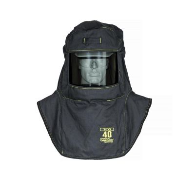 OBRTCG40-A4 image(0) - OBERON Hood with A4 Hard Hat Adapters - Arc Flash - 40 Cal TCG - Color: Black - Window: True Color Grey (TCG)