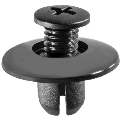 AVC16000 image(0) - AUVECO 16000 Push-Type Screw-Type with Open End Retainer, 20 mm Dia Head x 9 mm L Stem x 8 mm Hole, Nylon, Black
