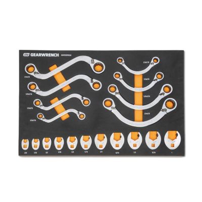KDTGWMSSRWSAE image(0) - GearWrench 19 Piece Specialty Ratcheting SAE Wrench Set in Foam Storage Tray