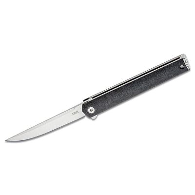 CRK7097 image(0) - CRKT (Columbia River Knife) CEO AUS 8 Satin Plain Blade Folding Knife with Liner Lock Glass-Reinforced Nylon Handle - Silver/Black