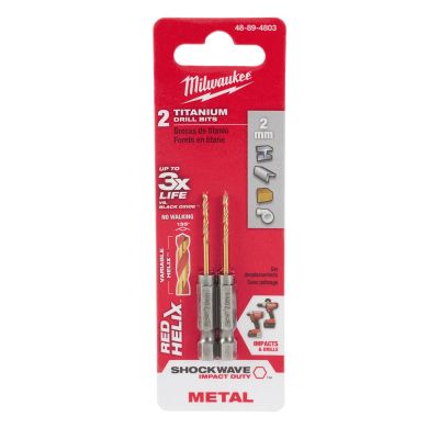 MLW48-89-4803 image(0) - Milwaukee Tool METRIC SHOCKWAVE TITANIUM RED HELIX 2MM