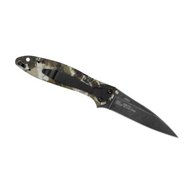 KER1660KCX image(1) - Kershaw Leek Assisted Open Liner Lock Drop Point Blade EDC Folding Pocket Knife - Kings Camo - Clamshell
