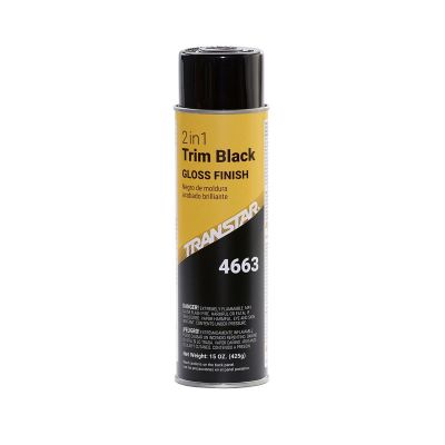 TRP4663 image(0) - Transtar Autobody Products 4663 2-in-1 Trim Paint Aerosol Can - 16 oz Net Weight - Gloss Black