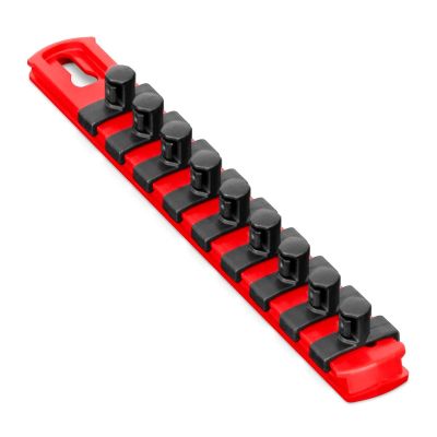 ERN8411M image(0) - Ernst Mfg. 8&rdquo; Magnetic Socket Organizer with 9 Socket Clips - Red - 3/8&rdquo;