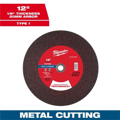 MLW49-94-0158 image(0) - Milwaukee Tool 12" x 1/8" x 20mm Performance+ Metal Cut Off Wheel - Type 1