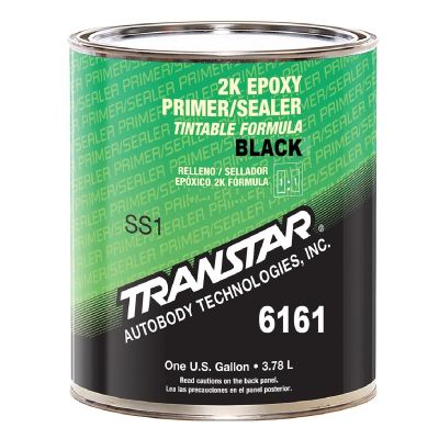 TRP6161 image(0) - Transtar Autobody Products 6161 - 2K Epoxy Primer Sealer/Groundcoat - 1 Gallon Can - Black - 1:1:10 Mixing - 520 sq-ft/ Gallon at 1 mil Coverage