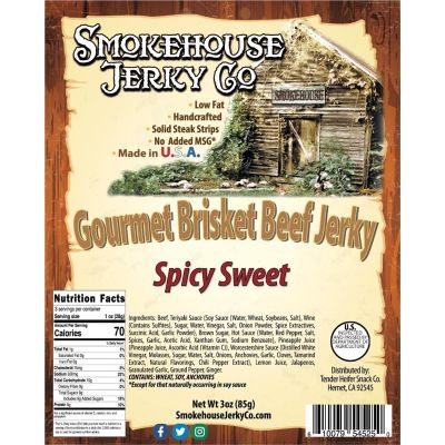 THS545250 image(0) - Tender Heifer Snack Co. Spicy Sweet Gourmet Beef Brisket Jerky - 3 Ounce