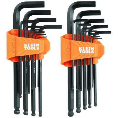 KLEBLS22 image(0) - Klein Tools Long Ball End Hex Key Set, SAE and Metric, 22-Piece