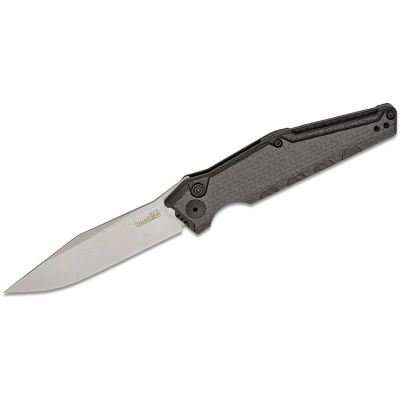 KER7900CF image(0) - Kershaw Launch 7 Automatic Push-Button Lock Clip Point Blade EDC Folding Knife - Carbon Fiber Black - $1000 Min Vendor Direct Auto Knives Only. Cannot Ship to CA, CO, CT, DE, MN. Contact Sales Rep.