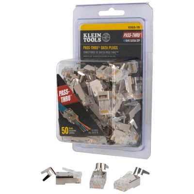 KLEVDV826705 image(0) - Klein Tools Pass-Thru&trade; Modular Data Plugs, RJ45-CAT6A, Shielded (STP), 50-Pack