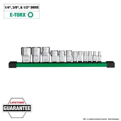 MLW48-22-9570 image(0) - Milwaukee Tool 12pc 1/4 inch, 3/8 inch, and 1/2 inch Drive External TORX Socket Set