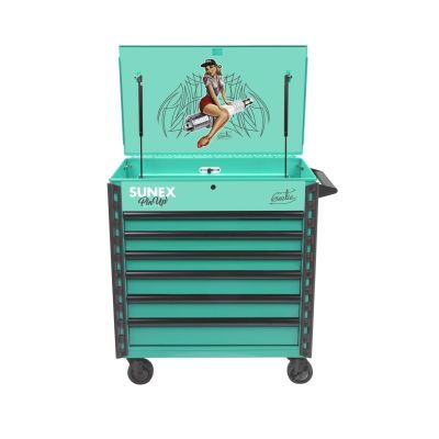 SUN8056FDGERTIE image(0) - SUNEX Premium Full Drawer Grey Service Cart-Pin Up Girl GERTIE
