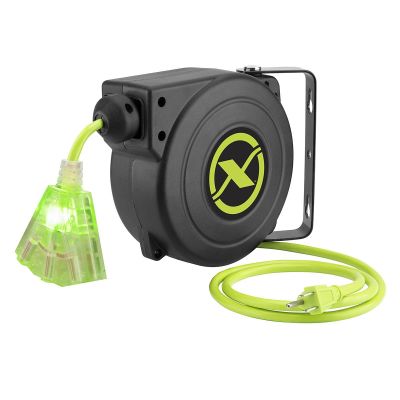 LEGFZ8160253 image(0) - Legacy Manufacturing Flexzilla Retractable Extension Cord Reel, 25', 16/3 AWG SJTOW, Grounded Triple Tap Outlet, Indoor/Dry Locations