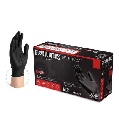 AMXGPNB44100 image(0) - Gloveworks M P/F, Textured Black Nitrile Gloves