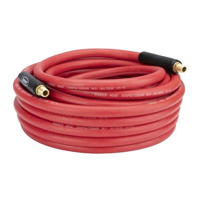 LEGHRE3850RD2 image(0) - Legacy Manufacturing Workforce Air Hose, 3/8" x 50', 1/4" Fittings, Red, Rubber