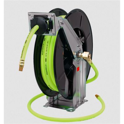LEGL8741FZ image(0) - Legacy Manufacturing Flexzilla Pro Retractable Air Hose Reel, Open Face, Dual Axle Arm, 1/2" x 50'
