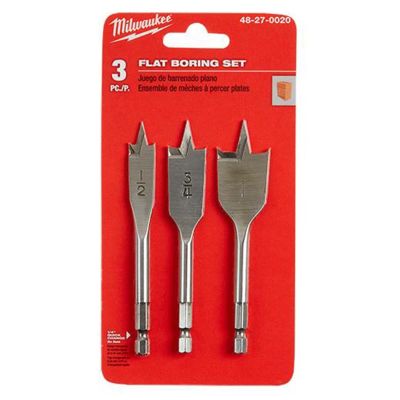 MLW48-27-0020 image(1) - Milwaukee Tool 3PC Stubby Flat Boring Set