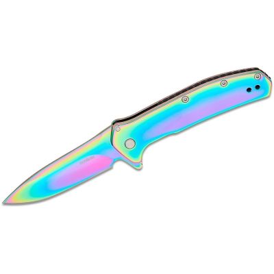 KER2044RBW image(0) - Kershaw Outcome  Assisted Open Frame Lock Drop Point Blade EDC Folding Pocket Knife  - Rainbow