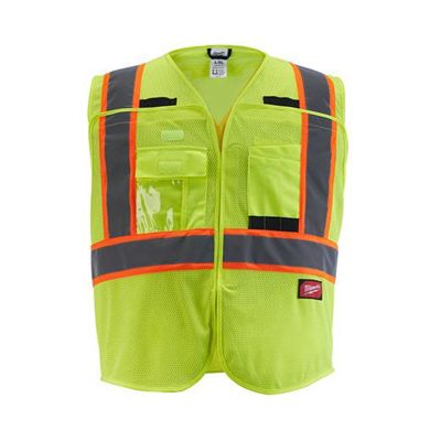 MLW48-73-5172 image(1) - Milwaukee Tool Class 2 Breakaway High Visibility Yellow Mesh Safety Vest - L/XL (CSA)