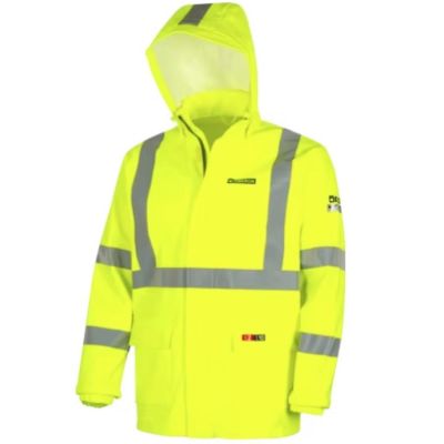 OBRZFC306-M image(0) - Oberon  Safety Jacket - FR/Arc-Rated - PU/Cotton - Hi-Viz Yellow - Size: Medium