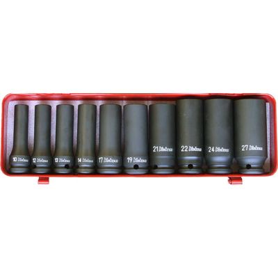 KKN14207M image(0) - Ko-ken USA 14207M 1/2 Sq. Dr. 10 Piece Impact Deep 6-Point Socket Set 10-27mm