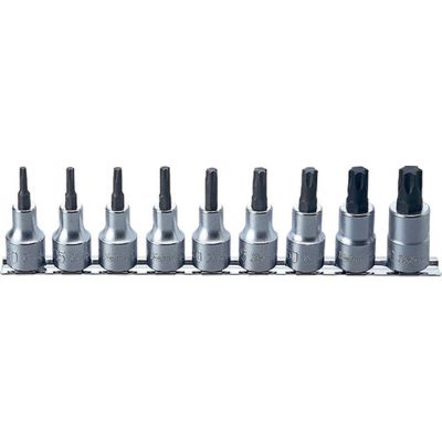 KKNRS4025-9-L60 image(0) - Ko-ken USA RS4025/9-L60 1/2 Sq. Dr. Bit Socket 9 piece TORX&Acirc;&reg; set  T20-T60