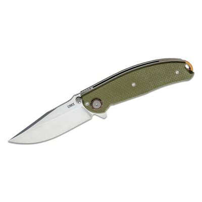 CRK2471 image(0) - CRKT (Columbia River Knife) Butte D2 Stonewash Plain Blade Assisted Folding Knife with Deadbolt Lock G10 Handle - Green