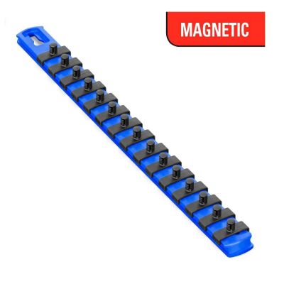 ERN8417M image(0) - Ernst Mfg. 13 Inch Magnetic Socket Organizer with 15 Twist Lock Clips - 1/4 Inch - Blue